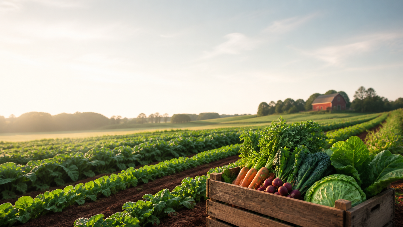 Seasonal vegetables growing in a Georgia farm field